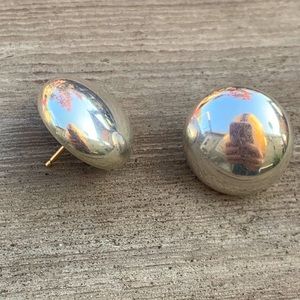 Silver Button Stud Earrings